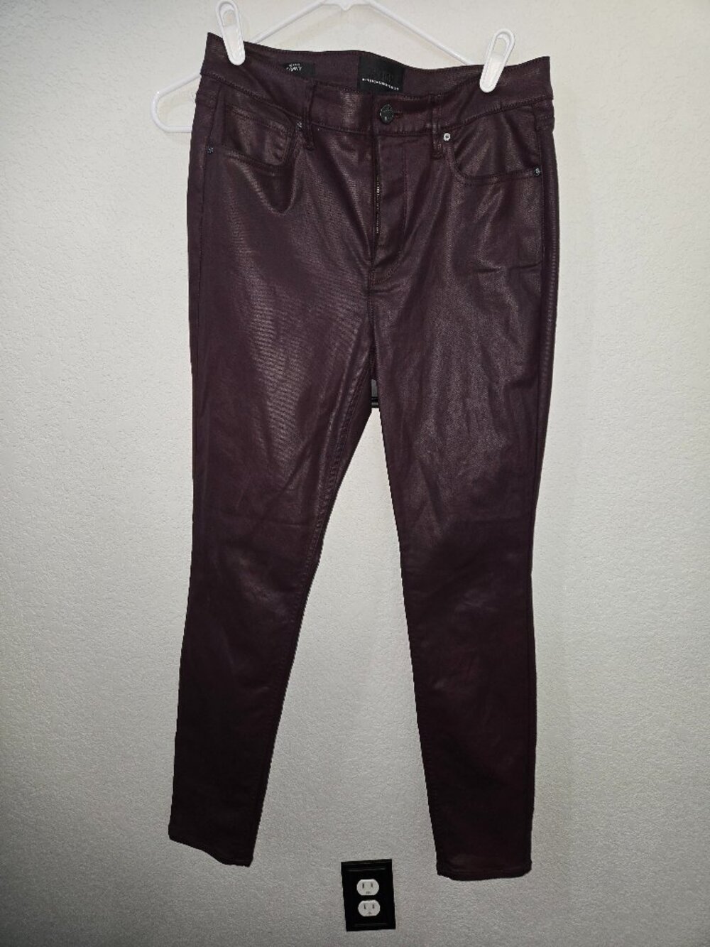 White House Black Market High-Rise Skinny Faux Leather Pants - Burgundy/Wine Red